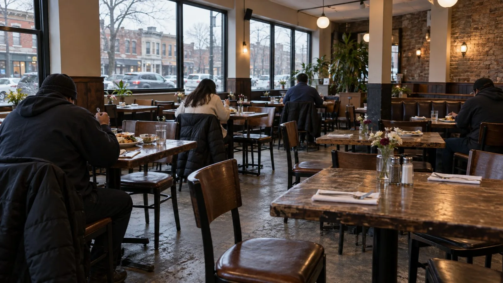 Diners eat at a neighborhood restaurant in Chicago, Illinois, during the lunch hour. (AI-generated image / EconoTimes)