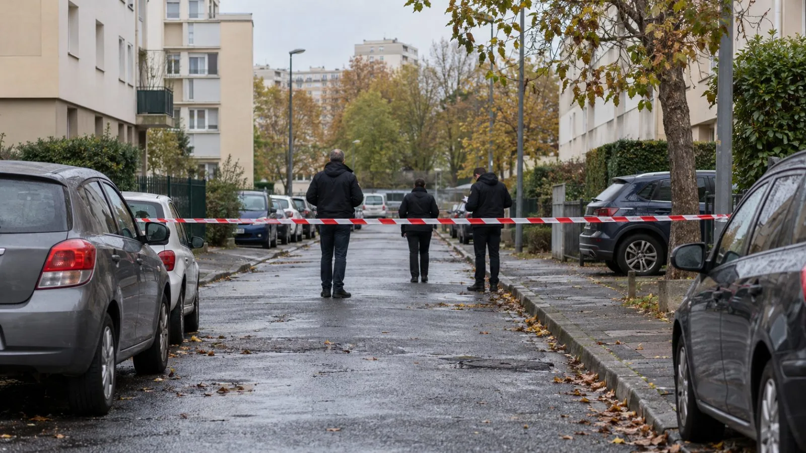 Police tape marks a residential street after a shooting in Trappes, France (AI-generated image / EconoTimes)