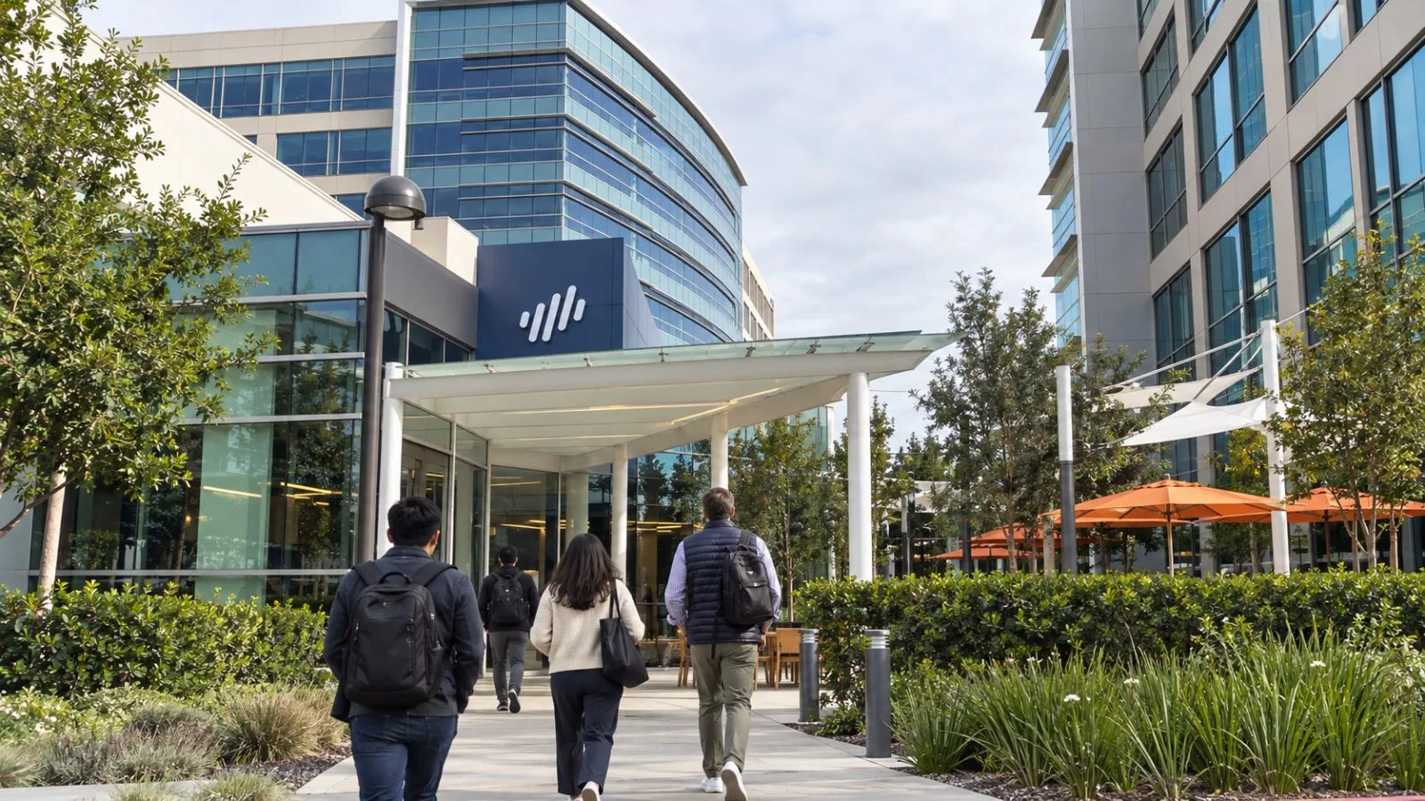 Employees enter the Palo Alto Networks campus in Santa Clara, California. / EconoTimes.ai