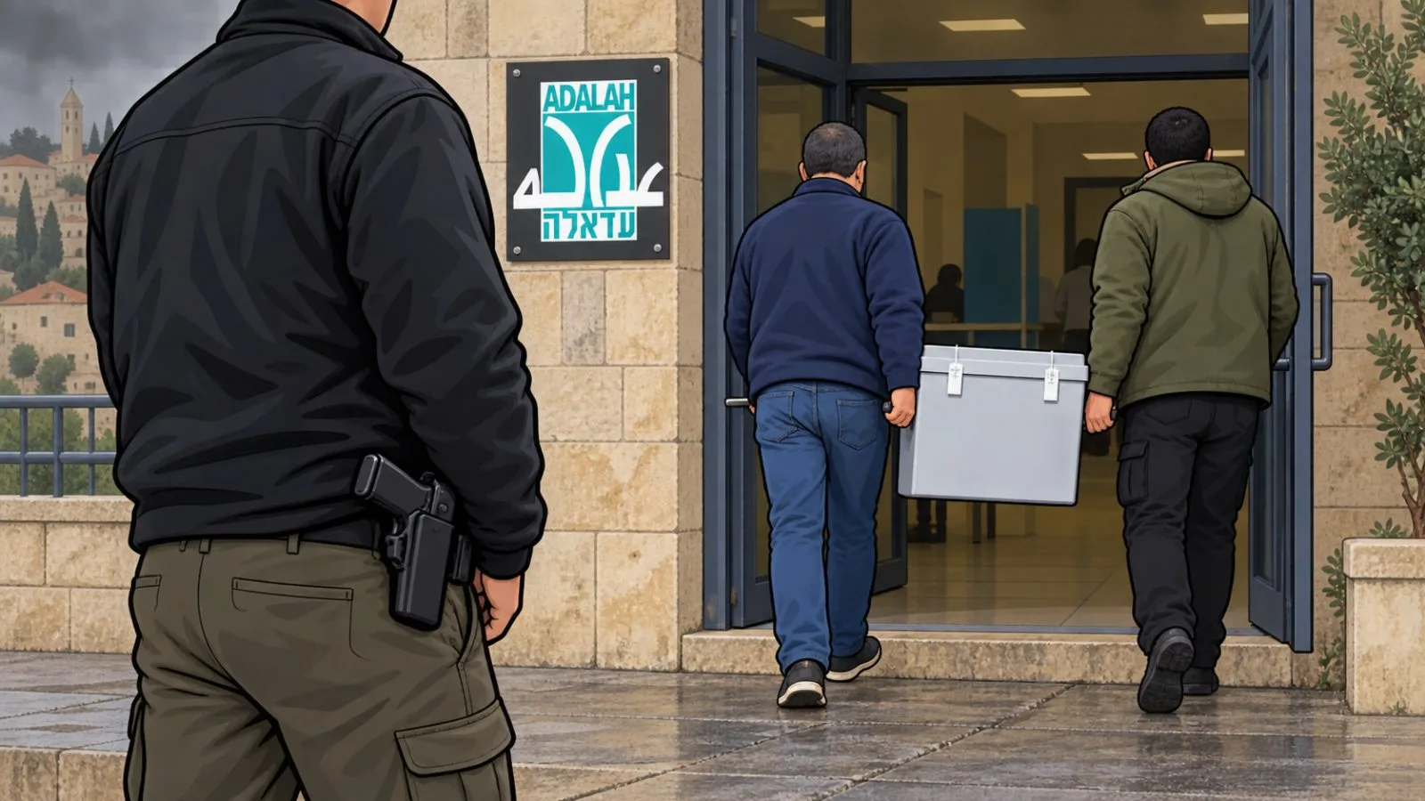 A polling station entrance is prepared ahead of Israel's parliamentary election in Nazareth. / EconoTimes.ai