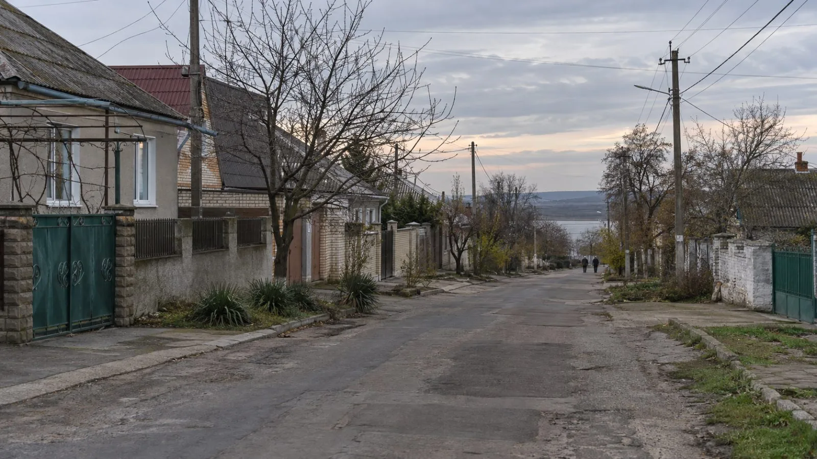 A residential street passes homes in Oleshky, Ukraine. (AI-generated image / EconoTimes)
