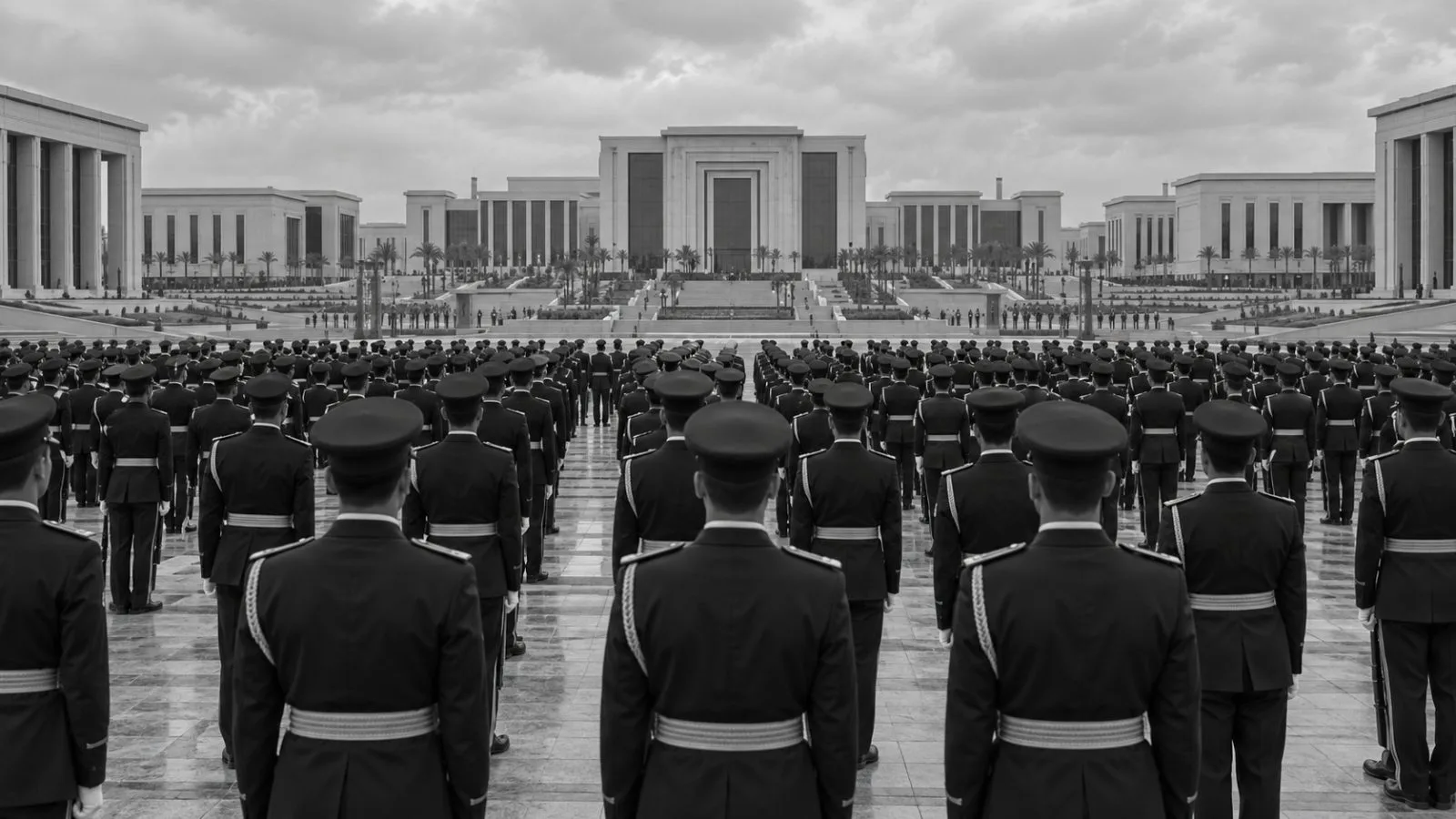 Graduates stand in formation at the Egyptian Military Academy in Egypt's New Administrative Capital. (AI-generated image / EconoTimes)