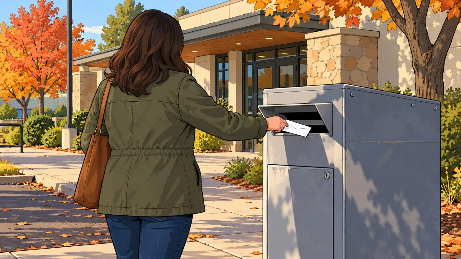 A voter places a ballot in a drop box outside a polling station in Sacramento, California. (AI-generated image / EconoTimes)