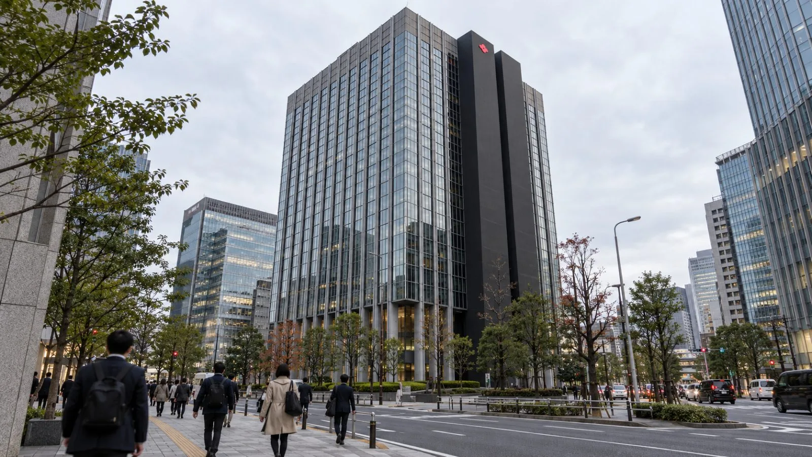 Office workers pass the glass facade of Tokyo Midtown Yaesu in Tokyo. / EconoTimes.ai
