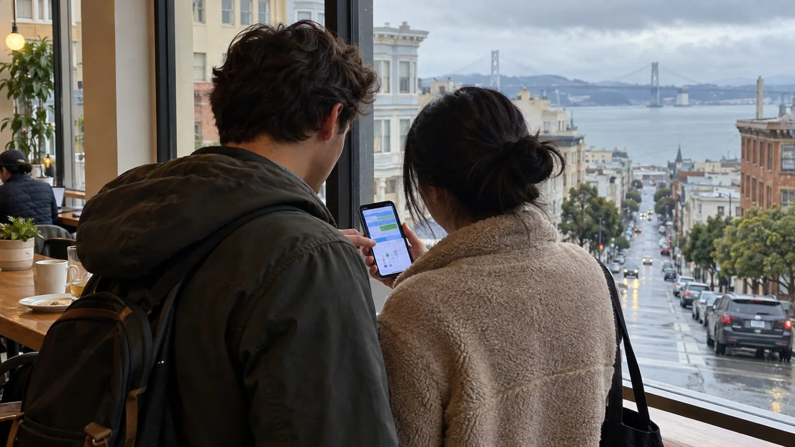 Two people review a shared calendar on a phone in San Francisco, United States. (AI-generated image / EconoTimes)