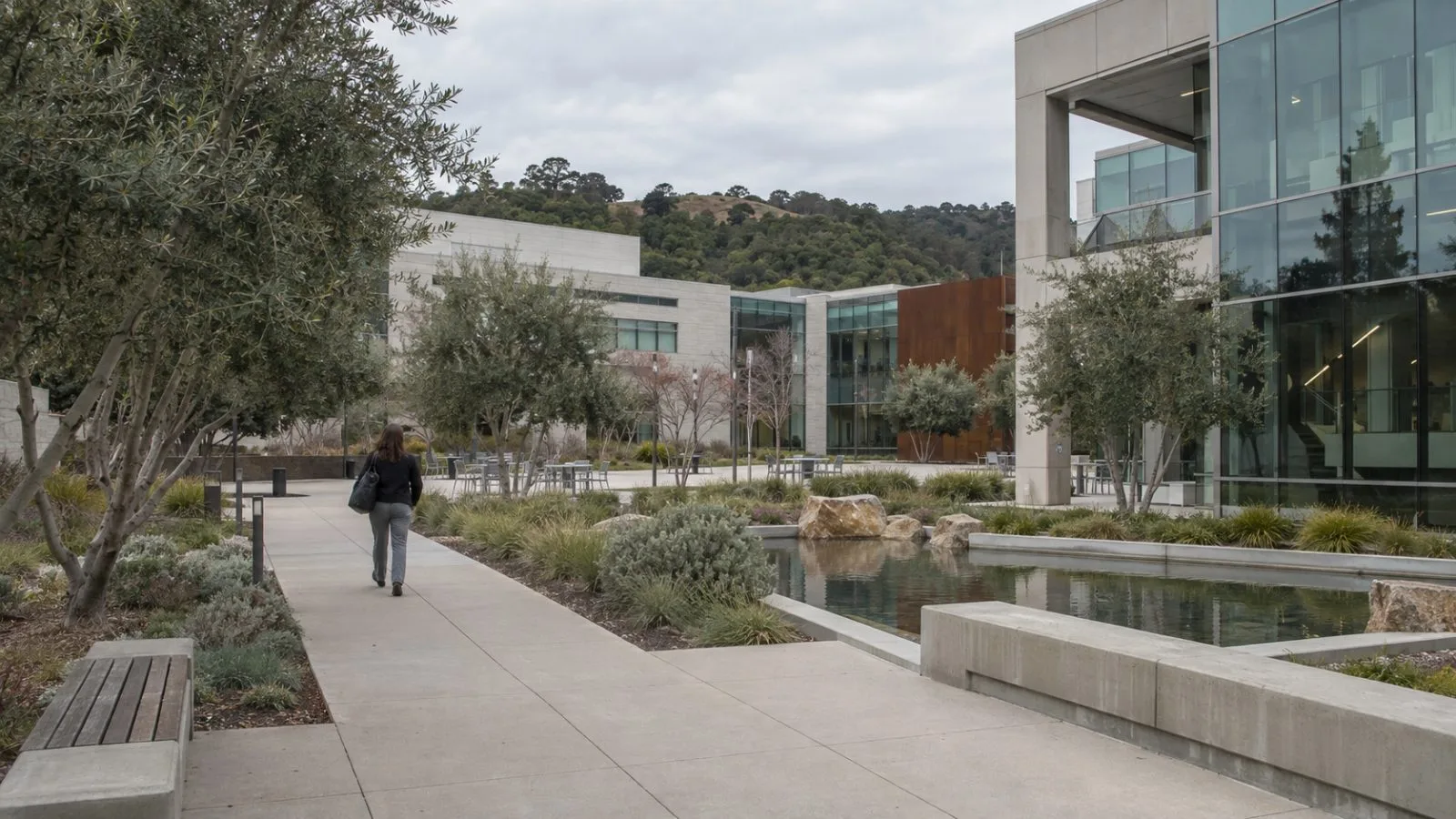 A researcher crosses the Buck Institute for Research on Aging campus in Novato, California (AI-generated image / EconoTimes)