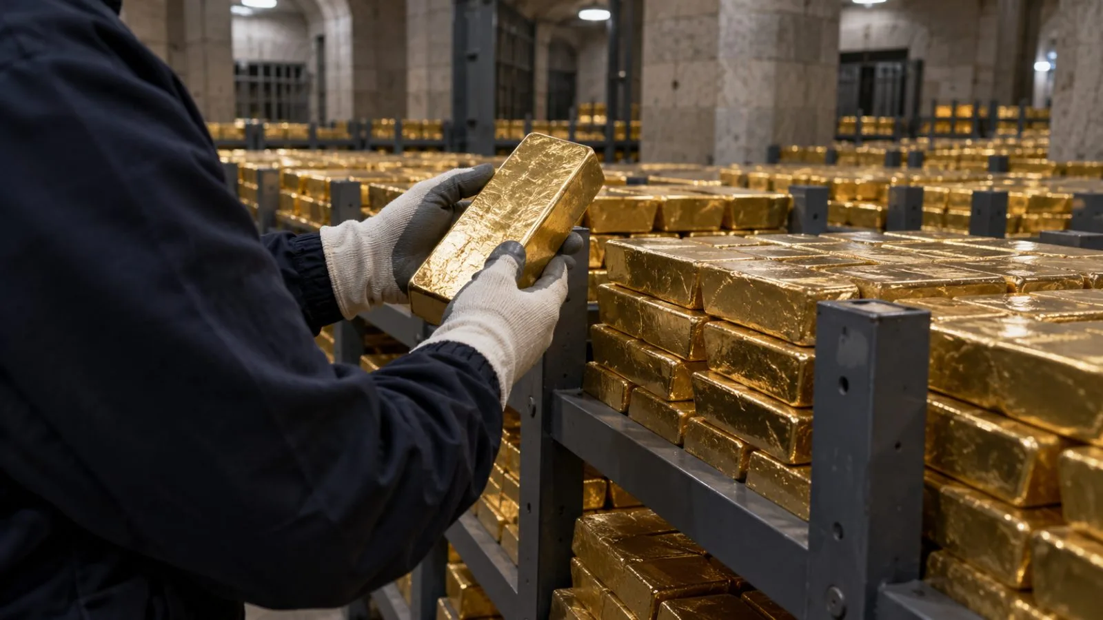 Gold bars are stored inside the Bank of England vault in London. (AI-generated image / EconoTimes)