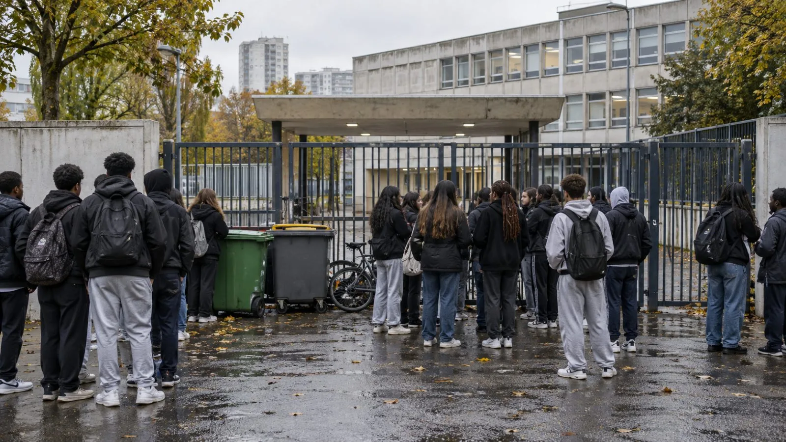 Students gather at a high school entrance in Créteil, France. (AI-generated image / EconoTimes)