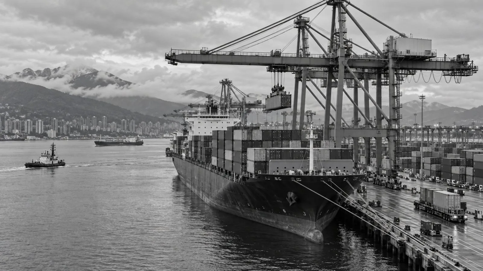 Containers are loaded onto a cargo ship at the Port of Vancouver, Canada. (AI-generated image / EconoTimes)