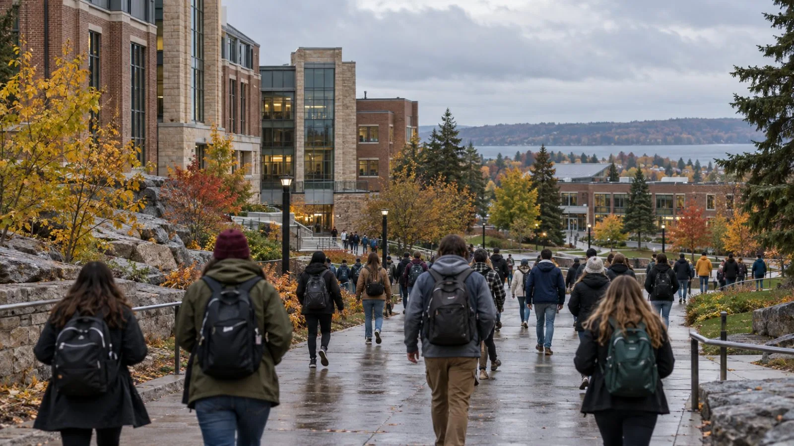 Attendees gather at Northern Michigan University in Marquette, Michigan. (AI-generated image / EconoTimes)