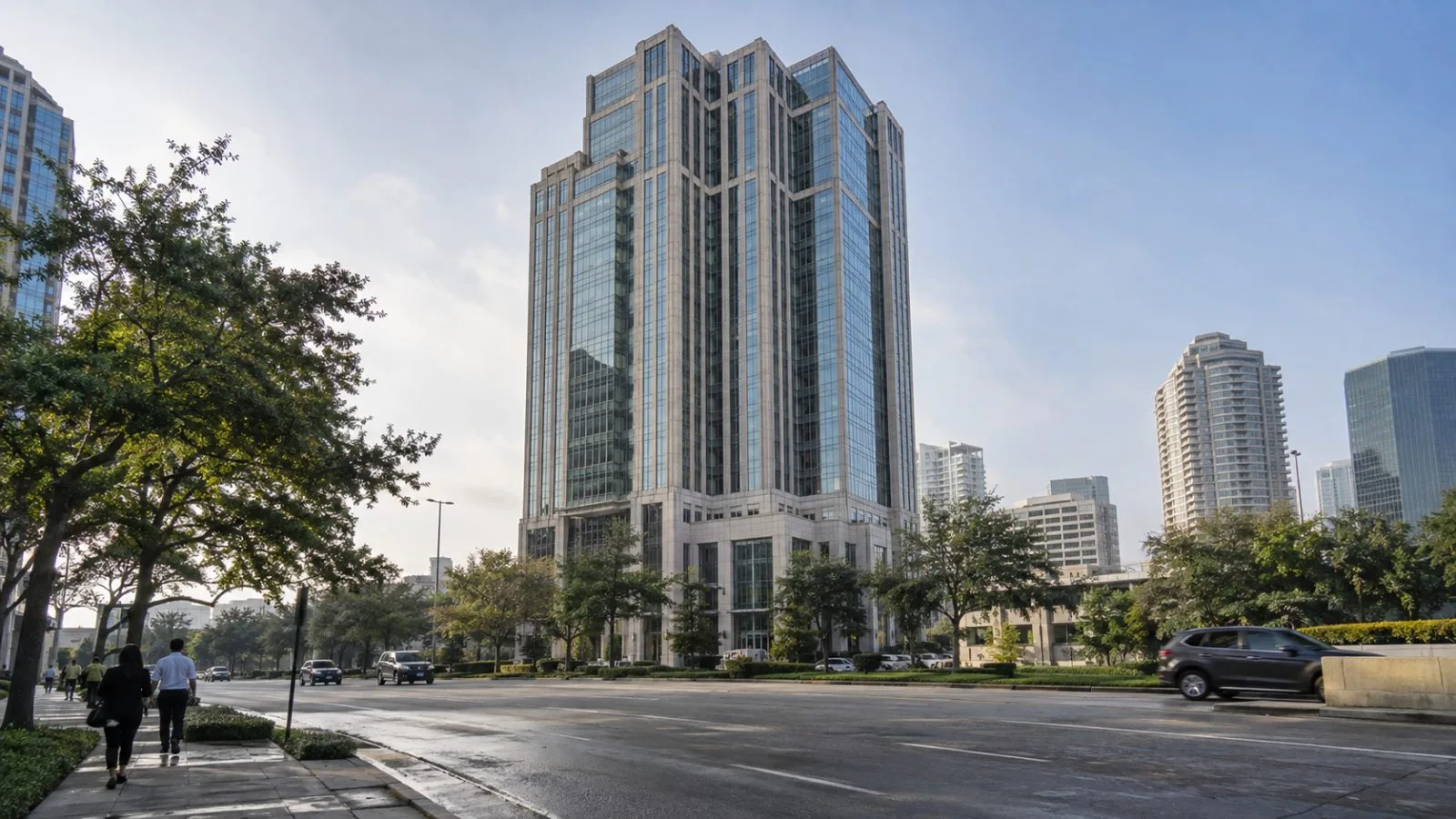 An office tower stands along Post Oak Boulevard in Houston, Texas. (AI-generated image / EconoTimes)