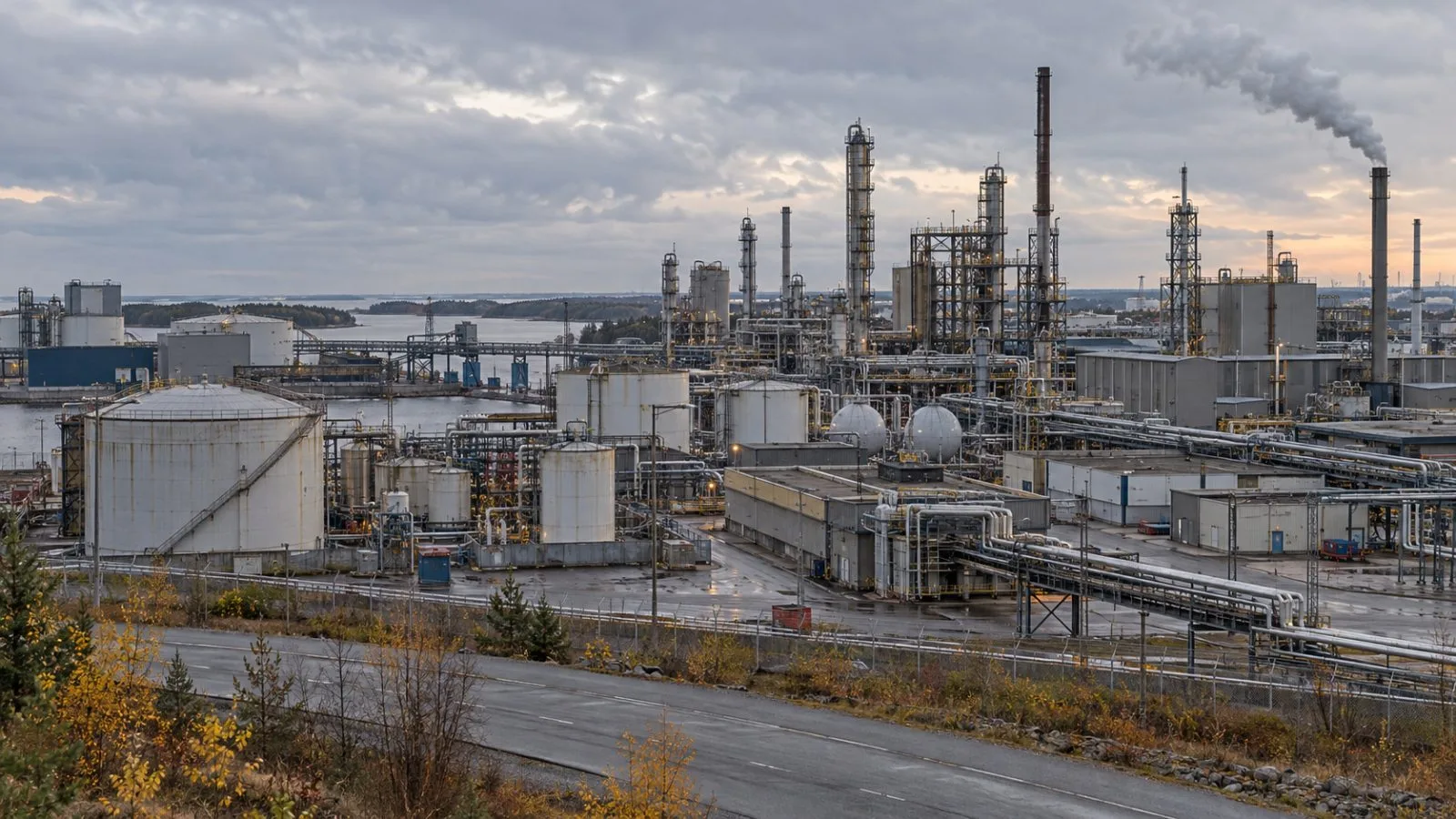 Chemical storage tanks and pipework stand at a production site in Oulu, Finland. (AI-generated image / EconoTimes)