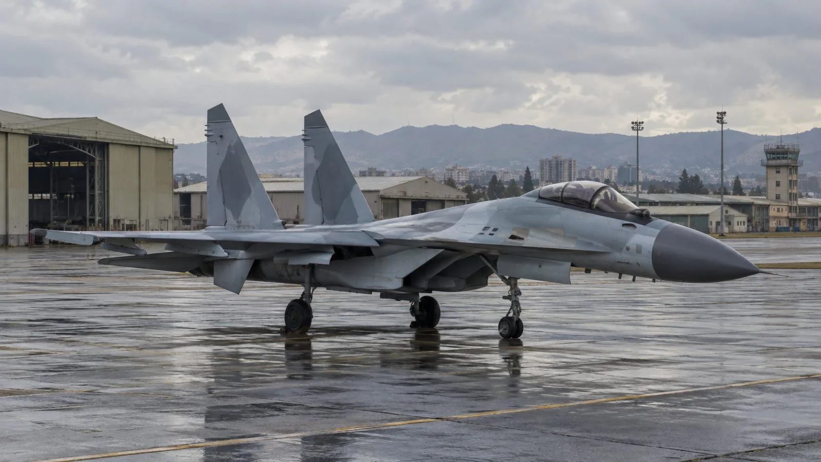 An Ethiopian Air Force fighter sits on an airfield outside Addis Ababa. (AI-generated image / EconoTimes)