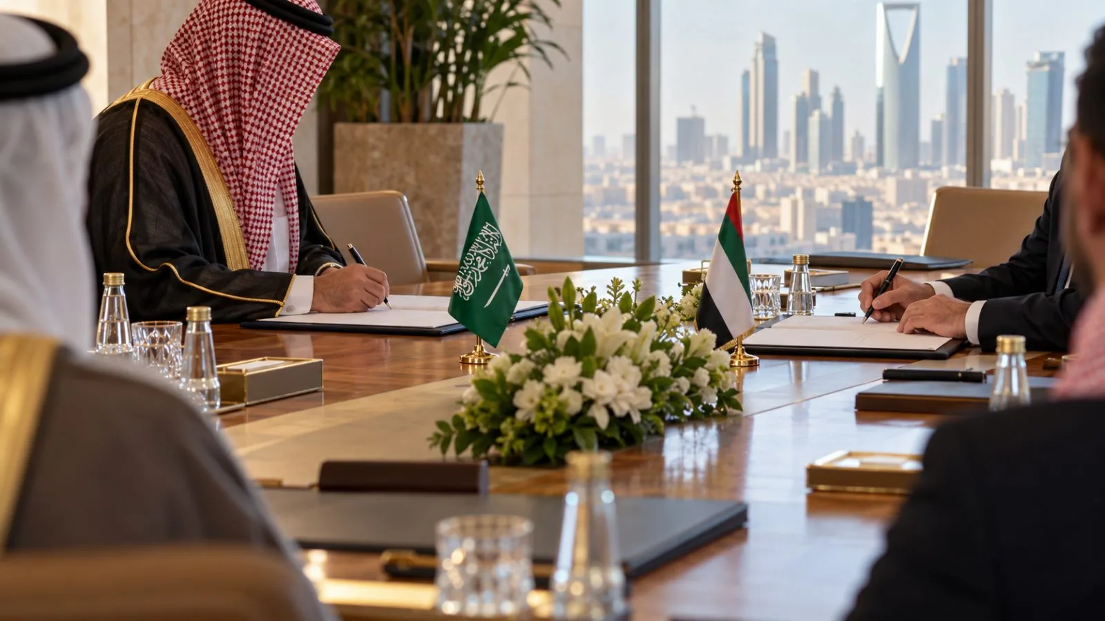 Officials sign a bilateral coordination protocol during expanded talks in Riyadh, Saudi Arabia (AI-generated image / EconoTimes)
