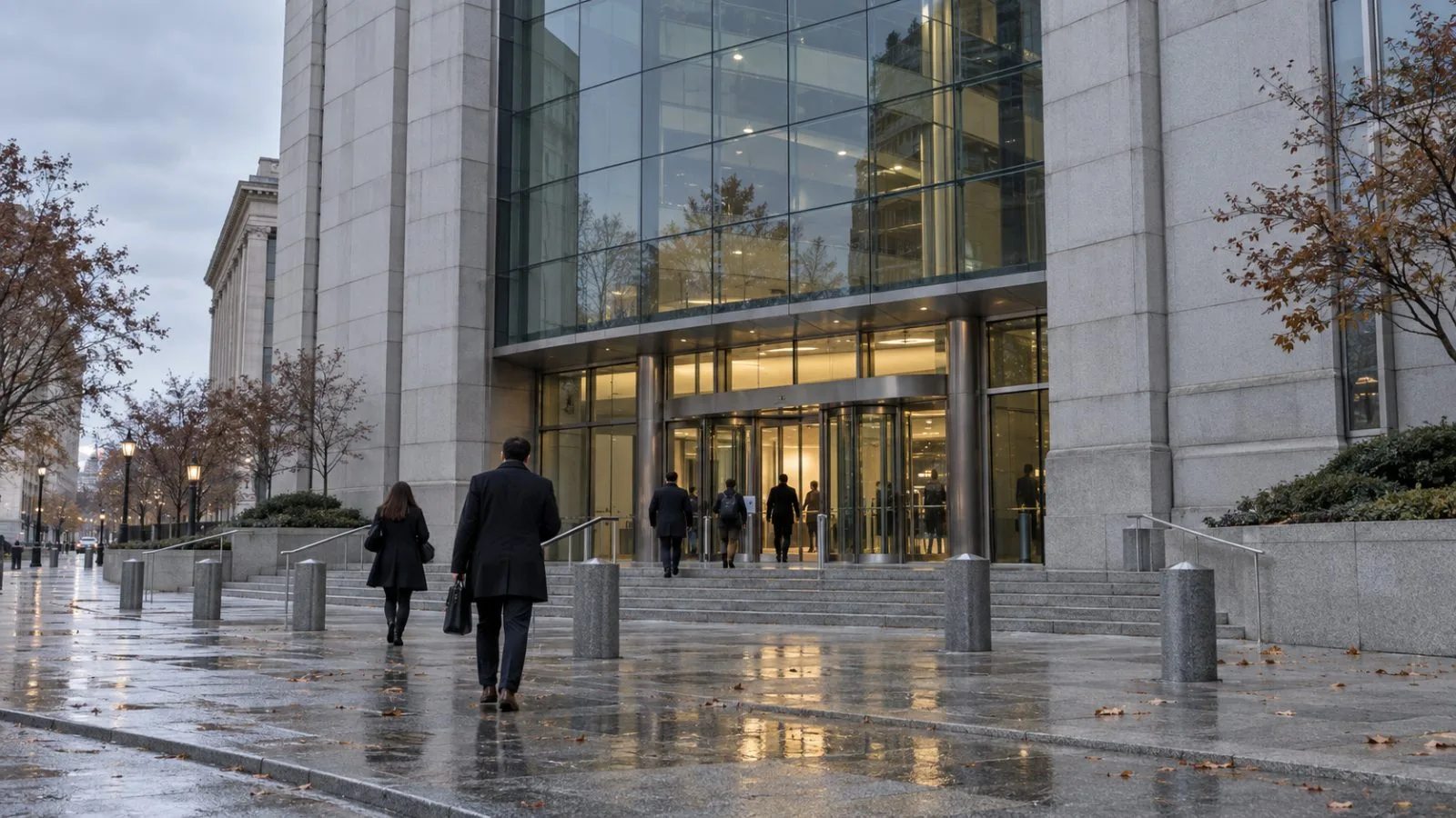 Visitors pass the U.S. Securities and Exchange Commission headquarters in Washington, D.C. (AI-generated image / EconoTimes)