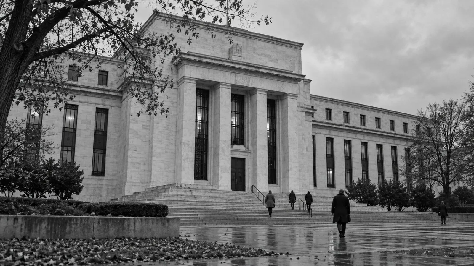 Pedestrians pass the Marriner S. Eccles Federal Reserve Board Building in Washington, D.C. (AI-generated image / EconoTimes)