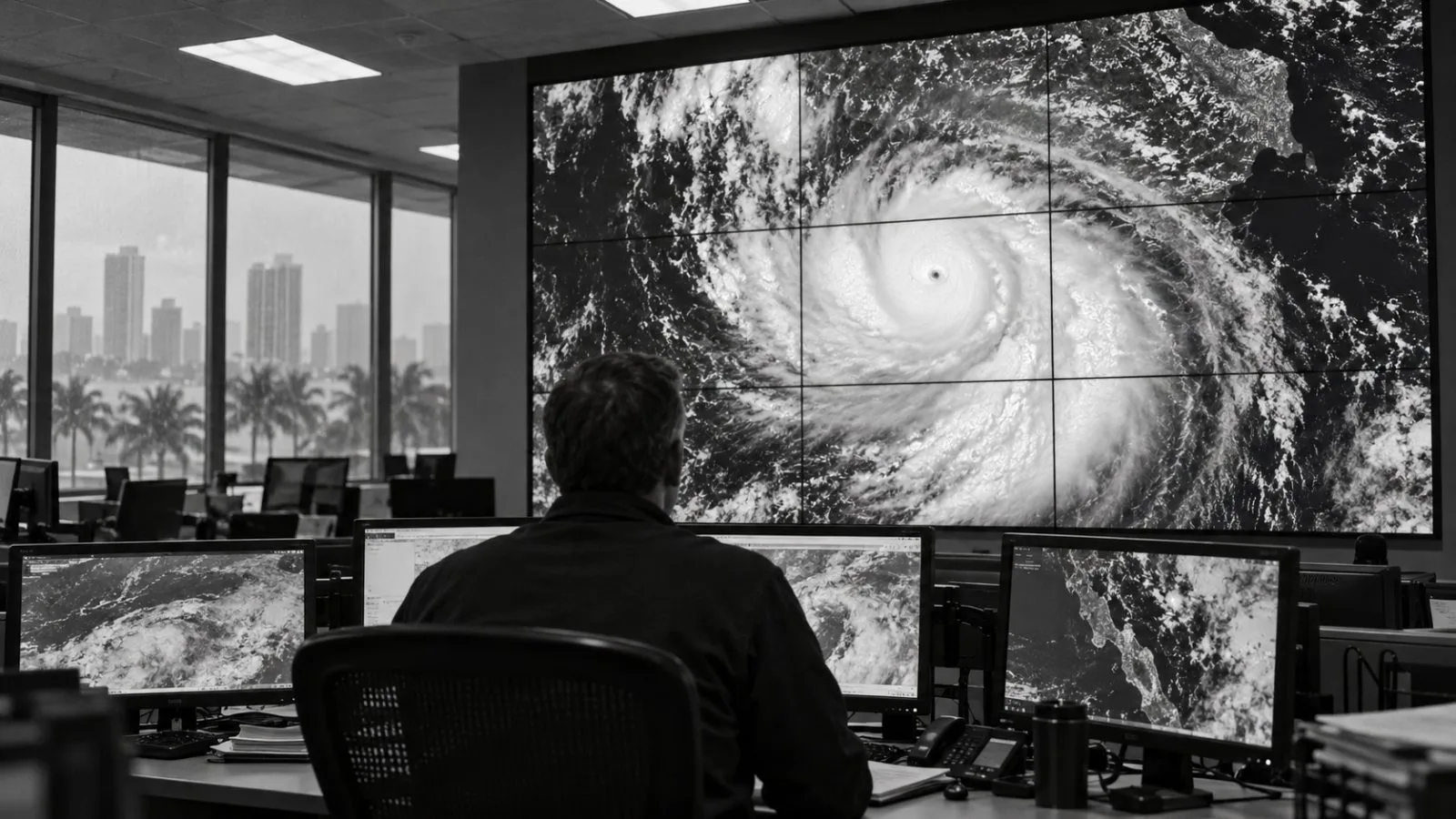Forecasters monitor a satellite image of the eastern Pacific at the National Hurricane Center in Miami, Florida. / EconoTimes.ai