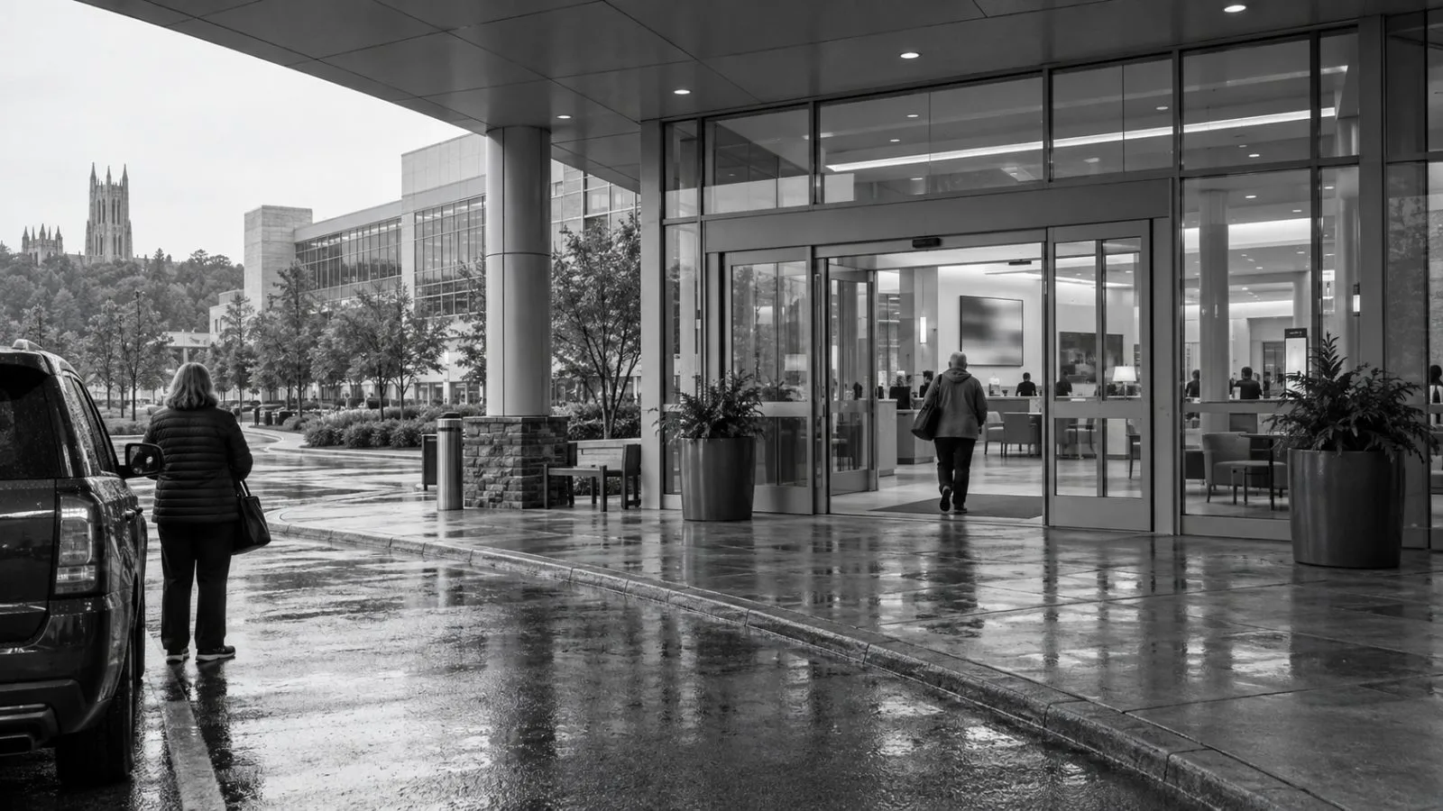 Morning light falls on an office building on Carl Jacobsens Vej in Valby, Copenhagen, Denmark. / EconoTimes.ai (mono)