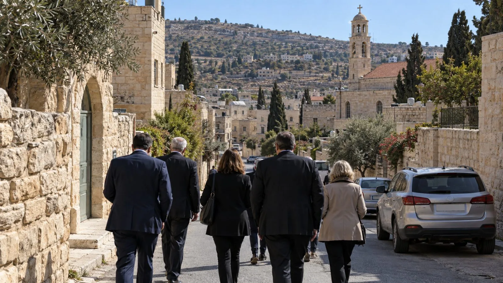 Mourners gather outside Hammoud Church in Karak, Jordan / EconoTimes.ai