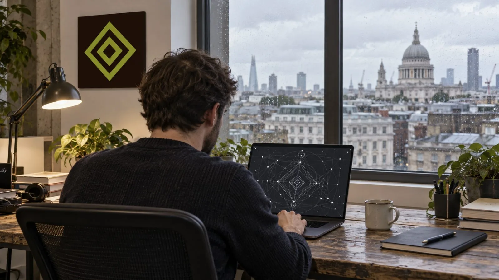 A developer reviews cryptographic work on a laptop in a London software workspace / EconoTimes.ai