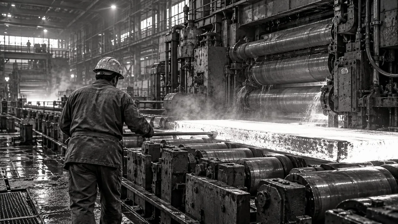 A red-hot steel slab moves through a rolling mill in Bhilai, India. (AI-generated image / EconoTimes)