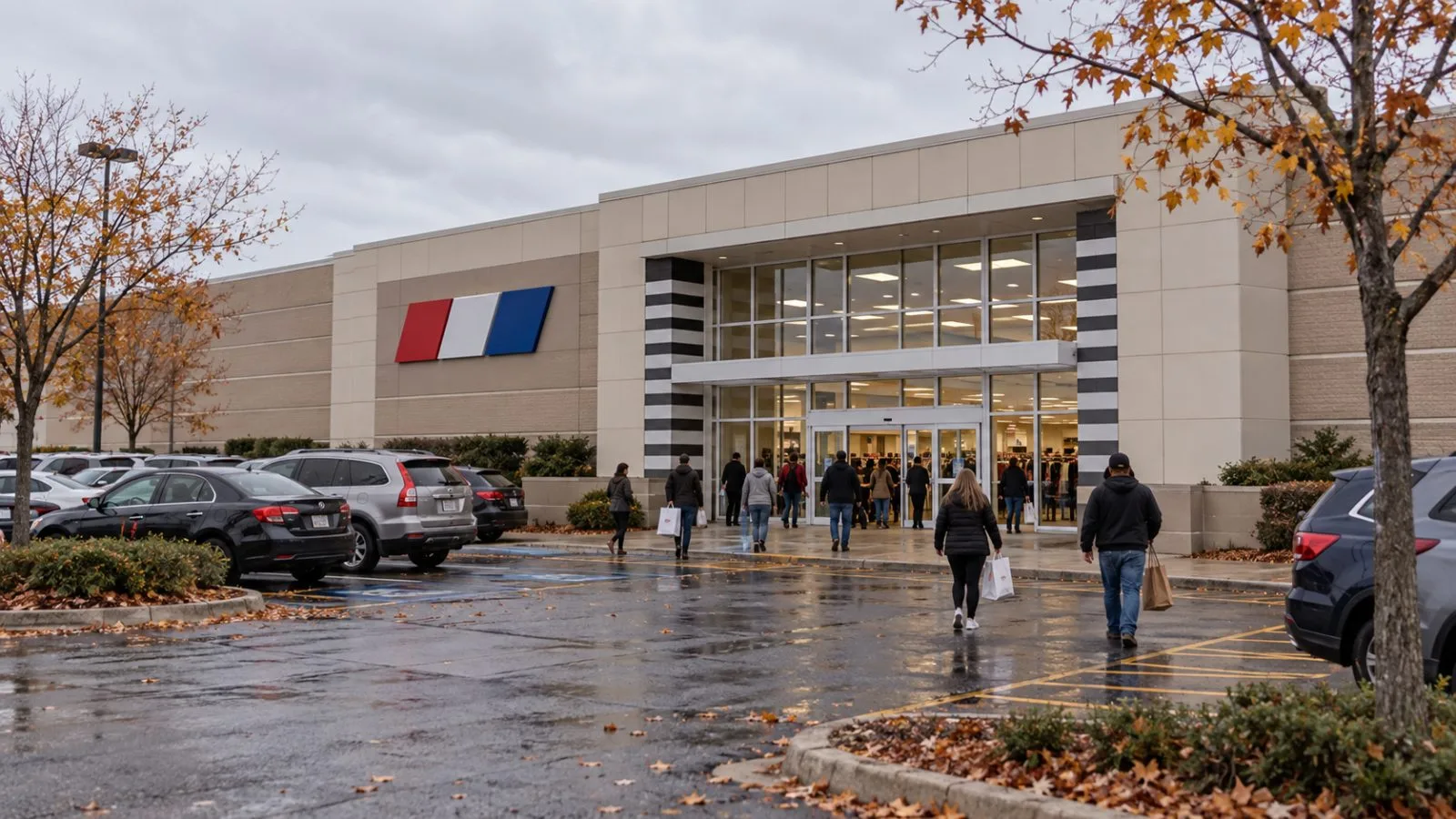 Shoppers enter a department store in Chicago beneath a gray October sky. / EconoTimes.ai