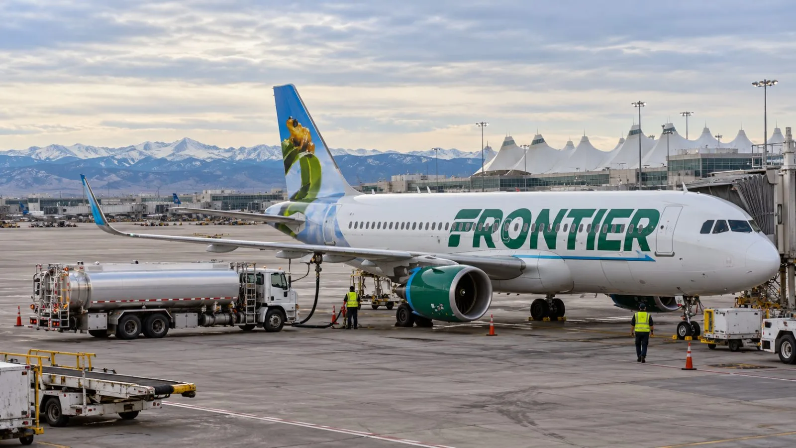 A passenger jet is refueled on the apron at Denver International Airport / EconoTimes.ai
