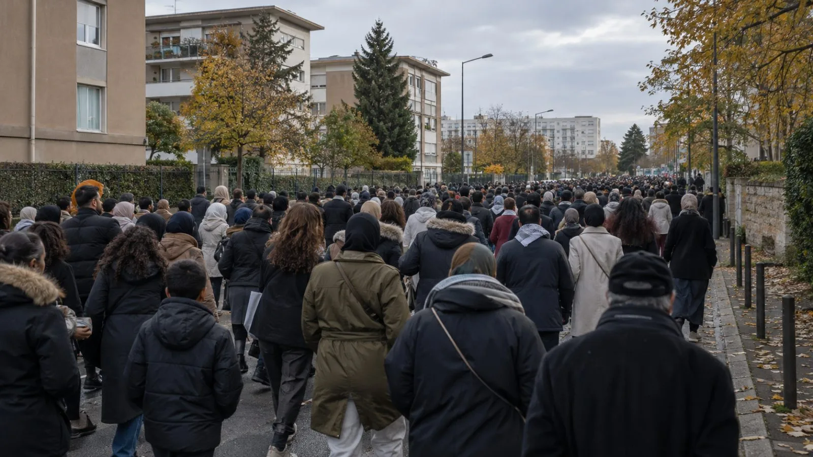 Demonstrators gather during an anti-Islamophobia rally in La Verrière, France. (AI-generated image / EconoTimes)