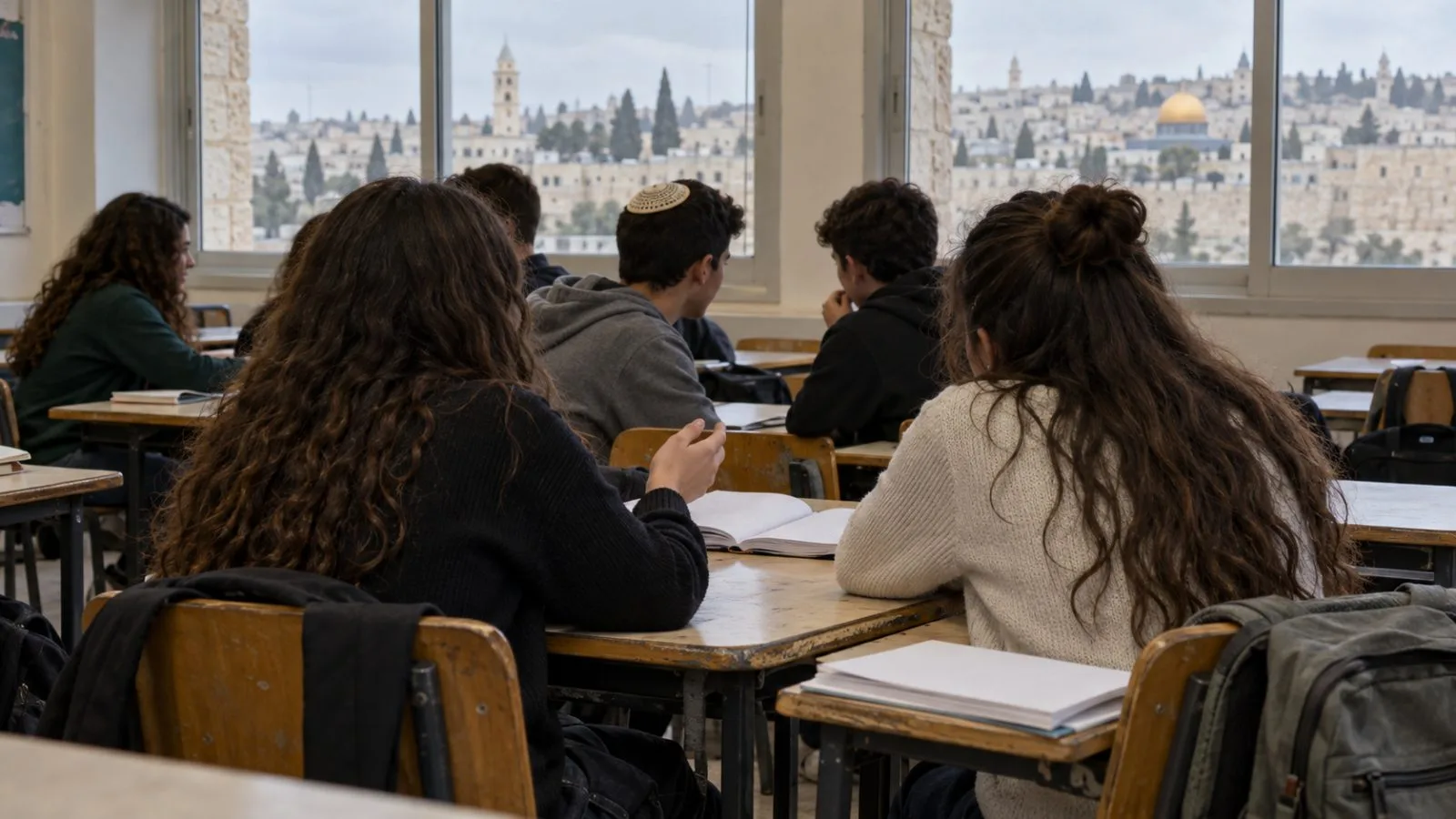 Students gather in a classroom at a secondary school in Jerusalem, Israel (AI-generated image / EconoTimes)