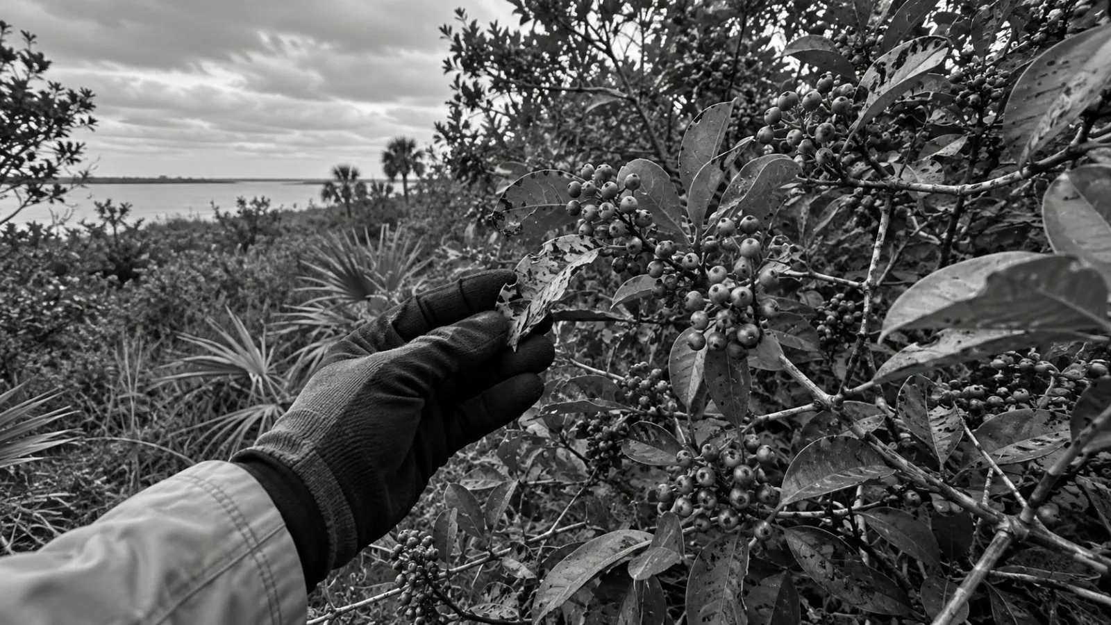 Brazilian peppertree crowds native understory at a scrub edge in Punta Gorda, Florida (AI-generated image / EconoTimes)