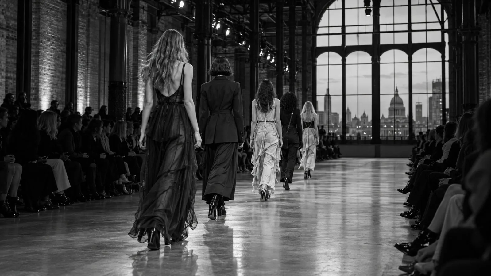 Models walk the runway during London Fashion Week in London, England. (AI-generated image / EconoTimes)