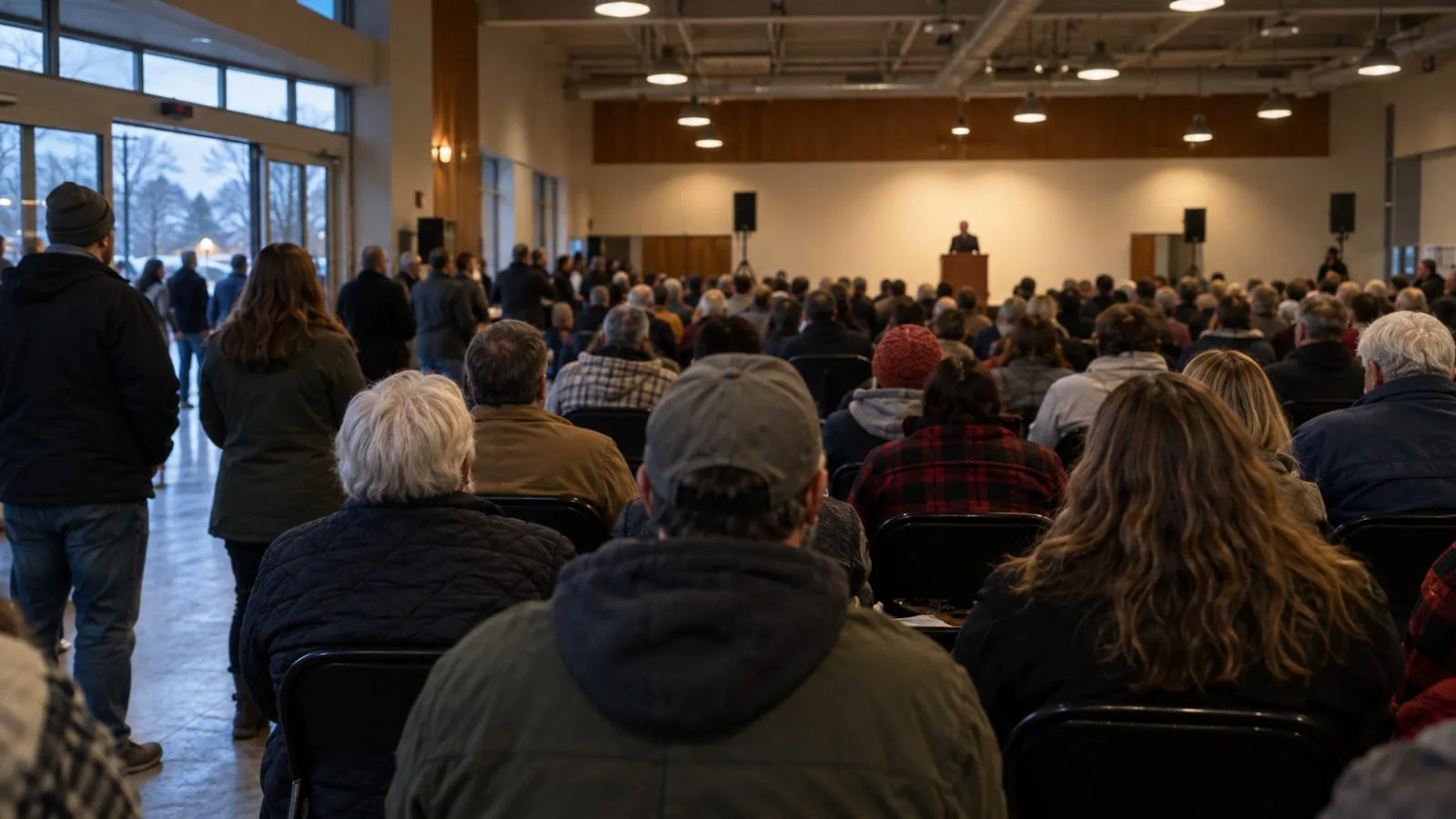 Supporters listen during a campaign rally in Grand Rapids, Michigan. (AI-generated image / EconoTimes)