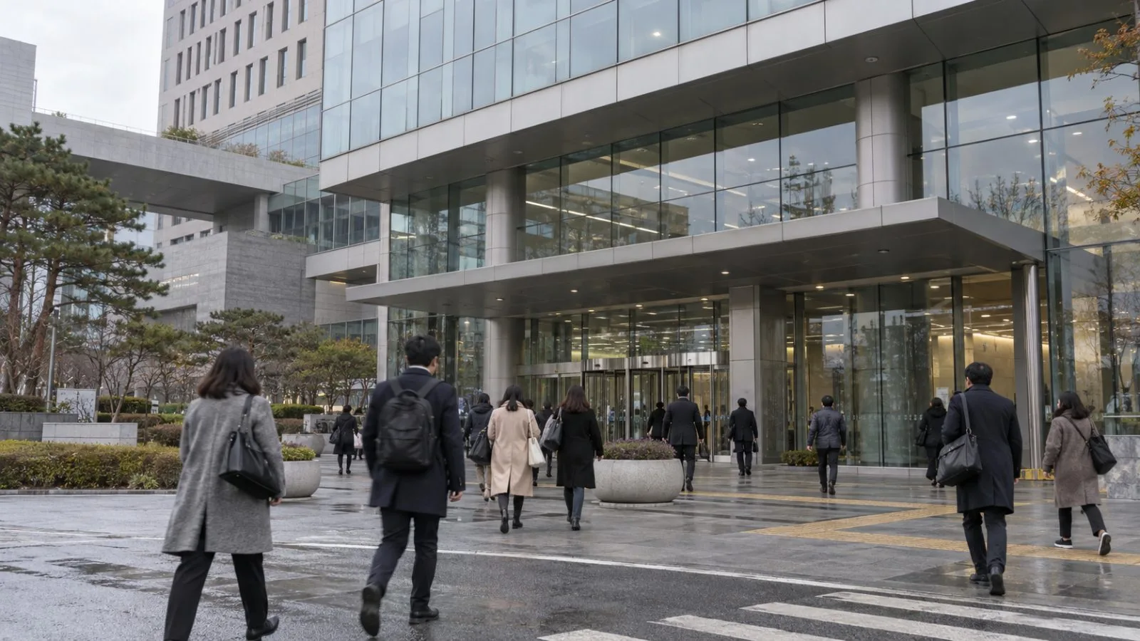 Pedestrians pass the National Pension Service headquarters in Jeonju, South Korea. (AI-generated image / EconoTimes)