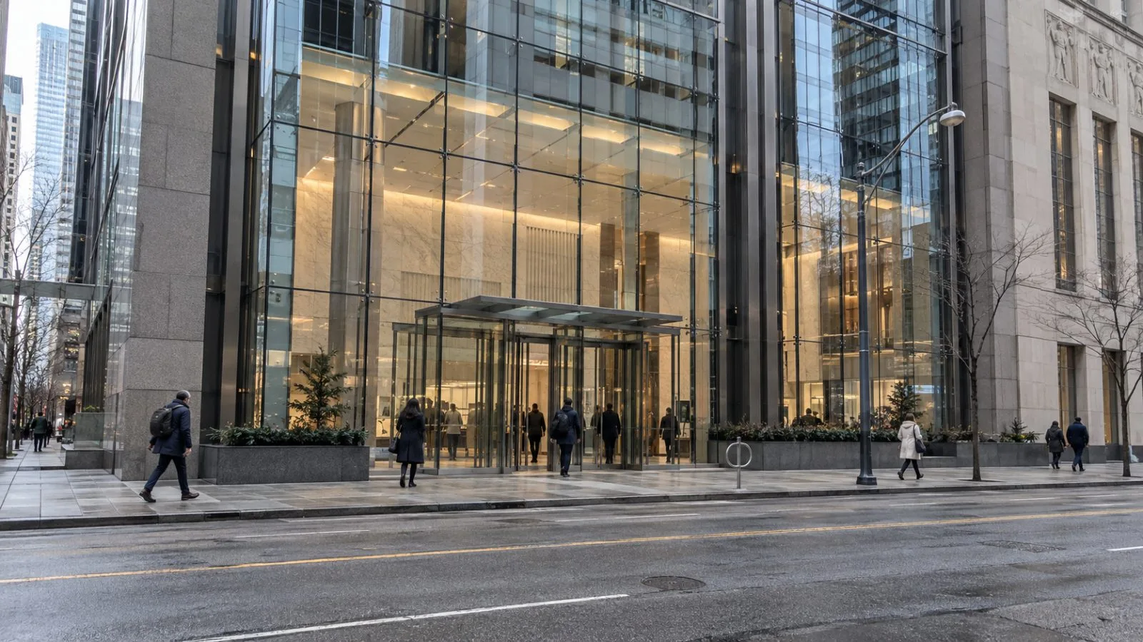 Pedestrians pass the Toronto Stock Exchange area in Toronto, Canada. (AI-generated image / EconoTimes)