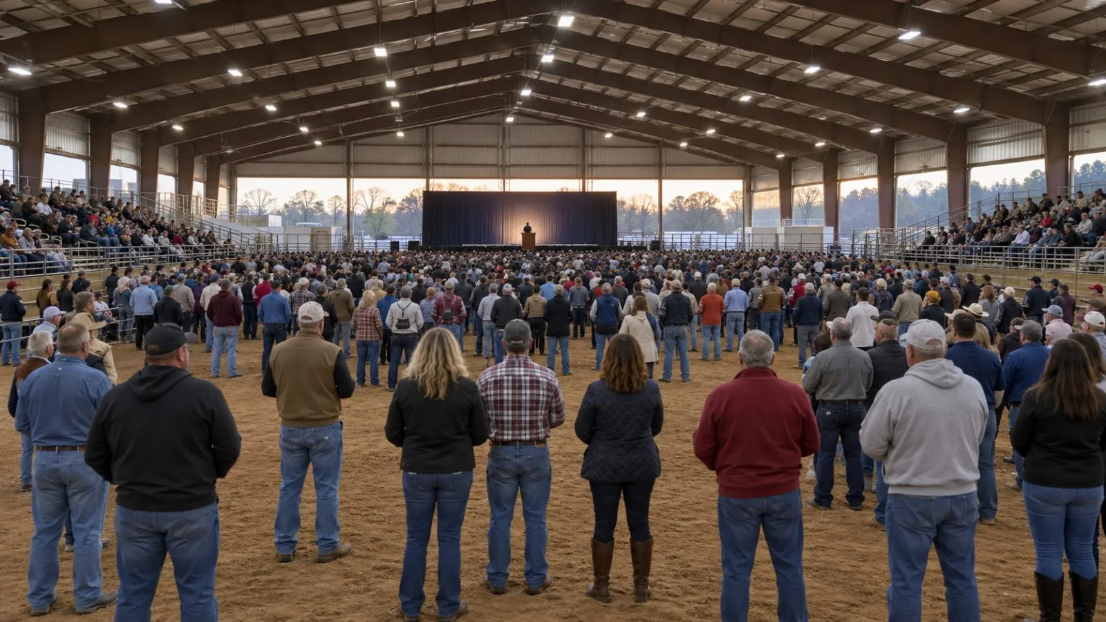 Supporters gather inside T. Ed Garrison Arena in Pendleton, South Carolina. (AI-generated image / EconoTimes)