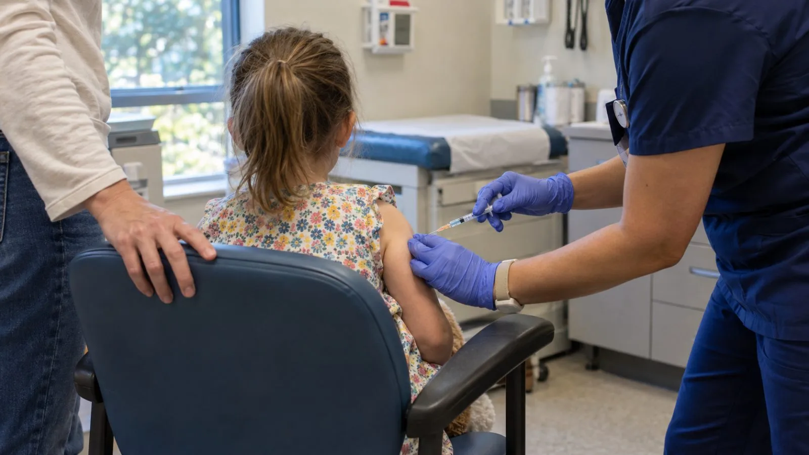 A nurse vaccinates a child at a pediatric clinic in Atlanta, Georgia (AI-generated image / EconoTimes)