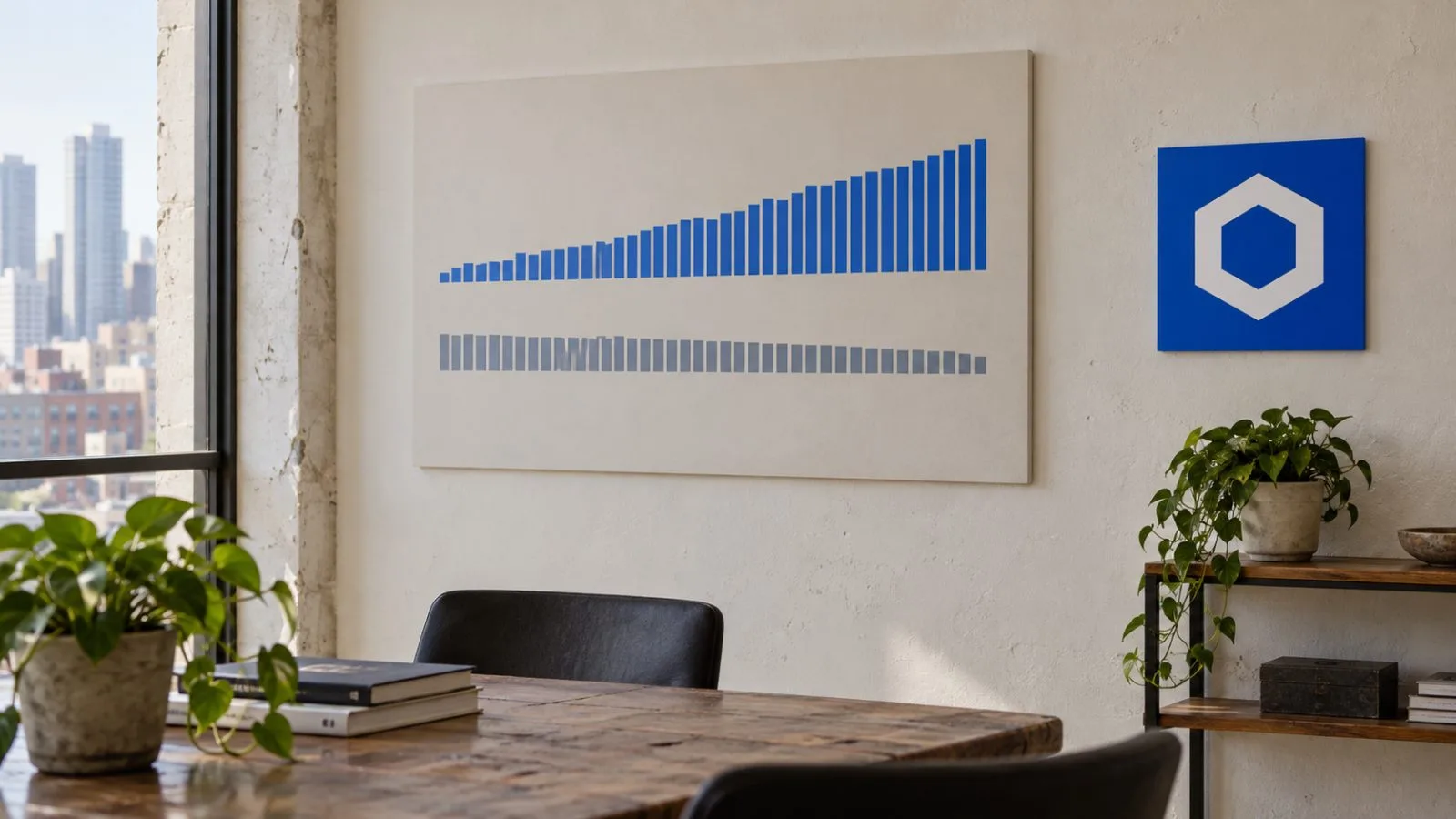 An editorial graphic contrasts Chainlink’s hourly rise with its slight 24-hour decline. / EconoTimes.ai
