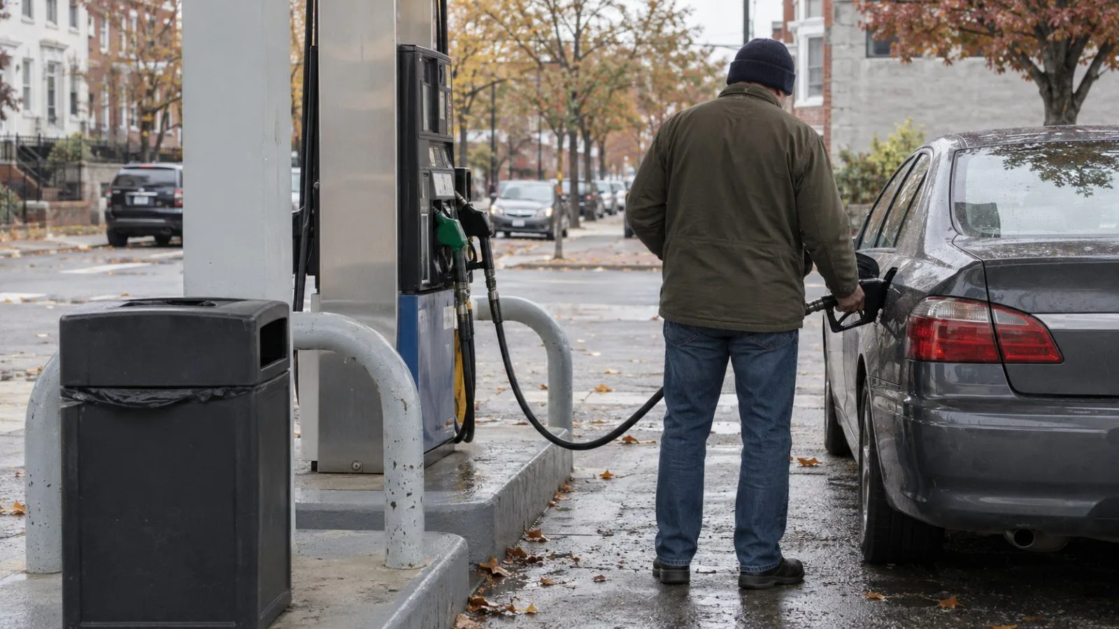 A driver refuels at a neighborhood gas station in Washington, D.C. (AI-generated image / EconoTimes)