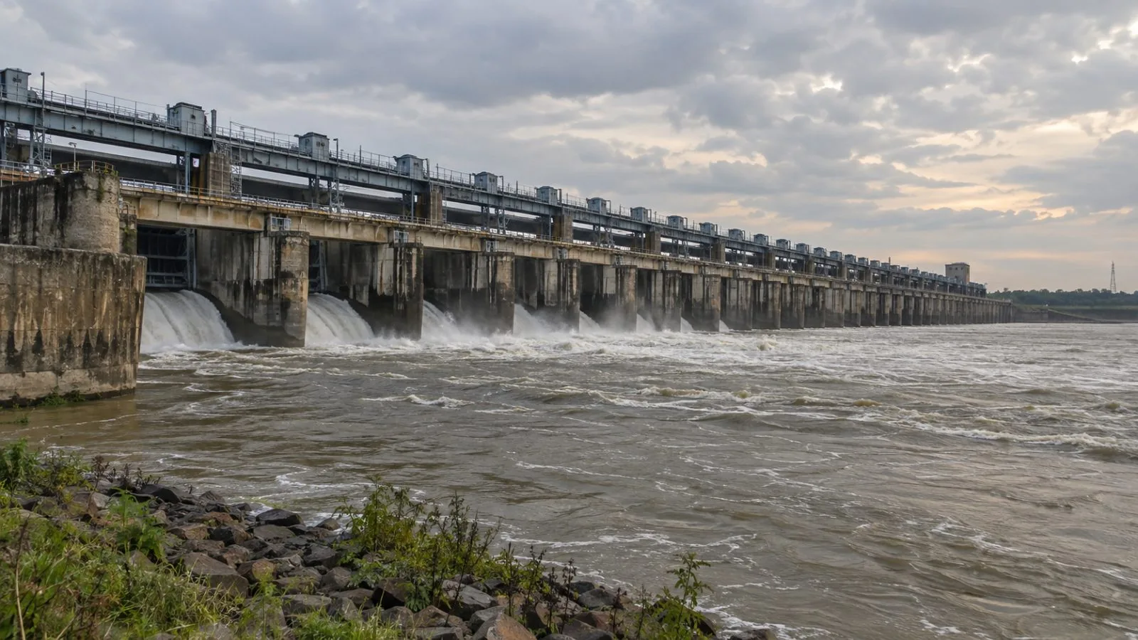 Water moves through the Farakka Barrage on the Ganges in West Bengal, India (AI-generated image / EconoTimes)