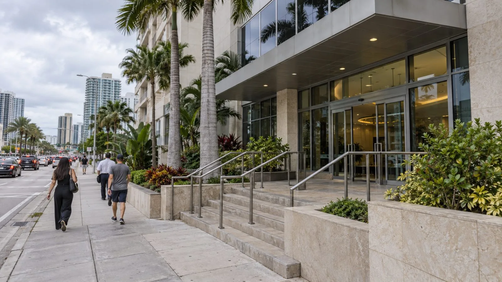 Pedestrians pass the building housing MARA Holdings’ offices in Hallandale Beach, Florida. (AI-generated image / EconoTimes)