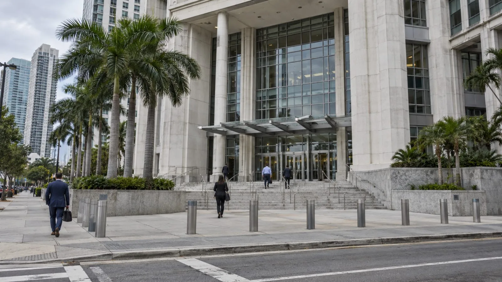 The federal courthouse stands along North Miami Avenue in downtown Miami under bright morning light. (AI-generated image / EconoTimes)