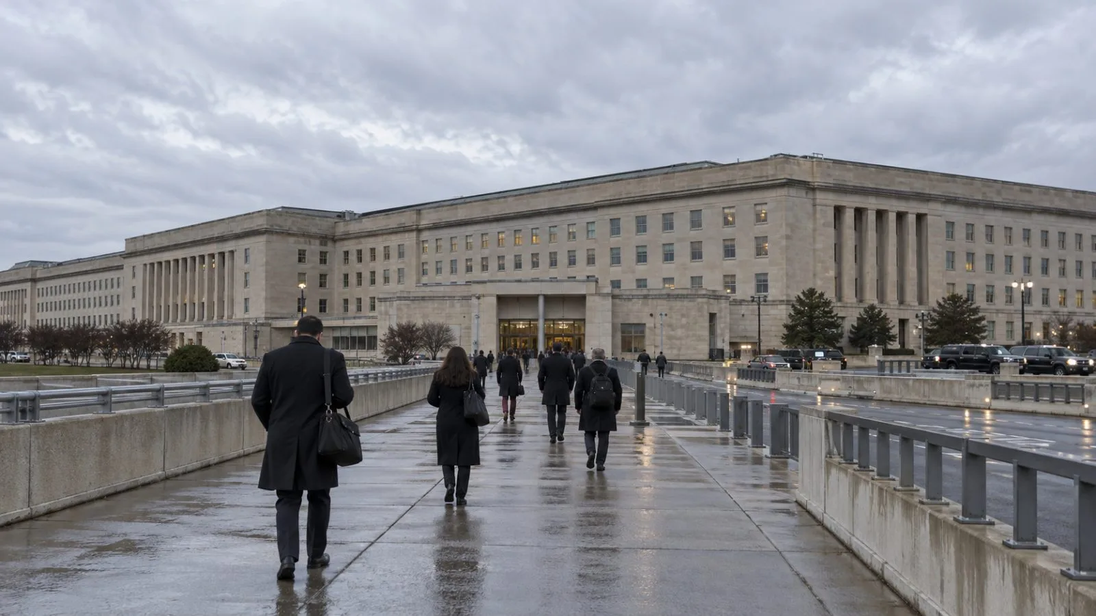 Personnel walk toward the Pentagon in Arlington, Virginia, on an overcast morning. (AI-generated image / EconoTimes)