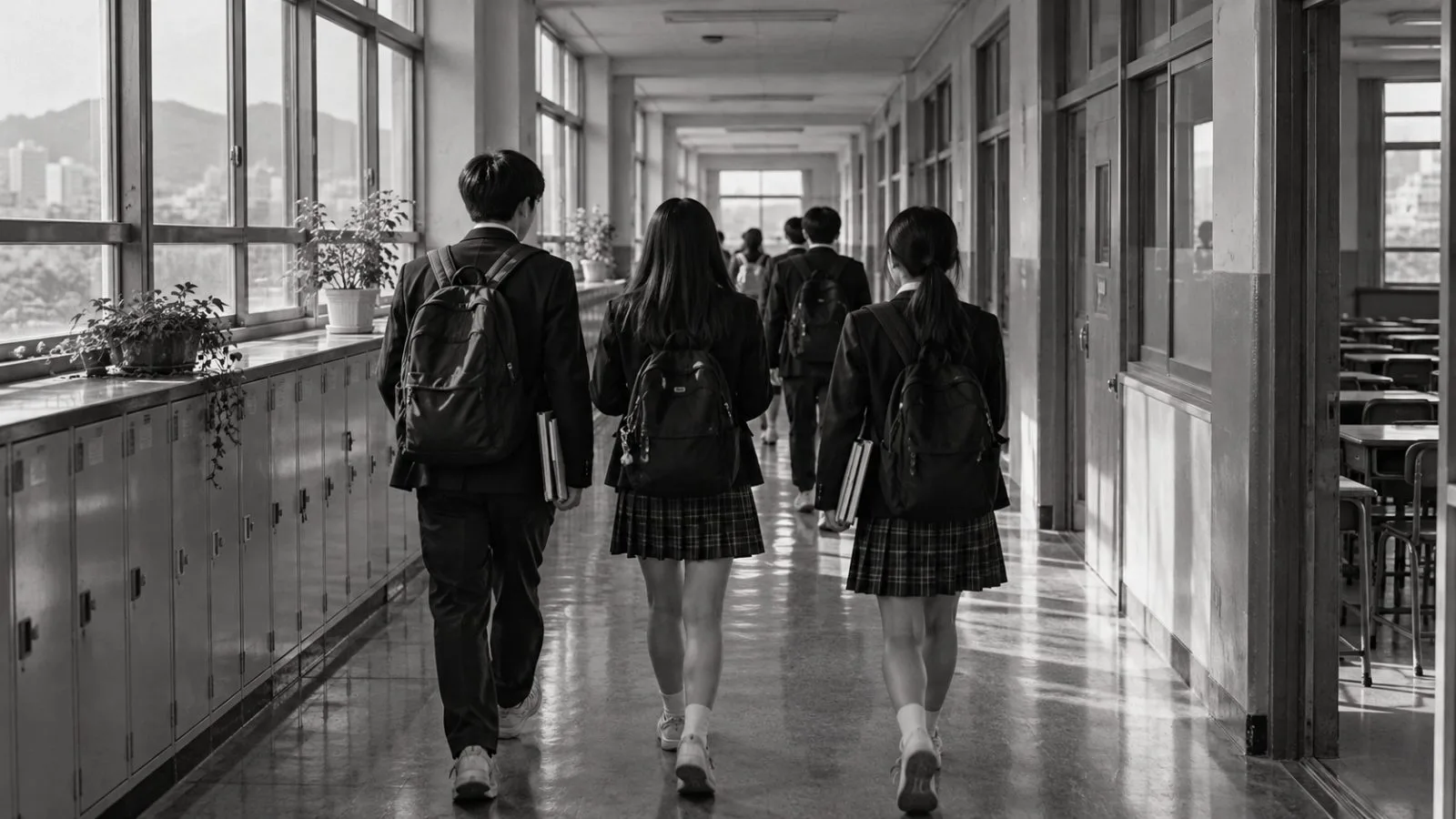Students walk between classes at a middle school in Seoul, South Korea. (AI-generated image / EconoTimes)