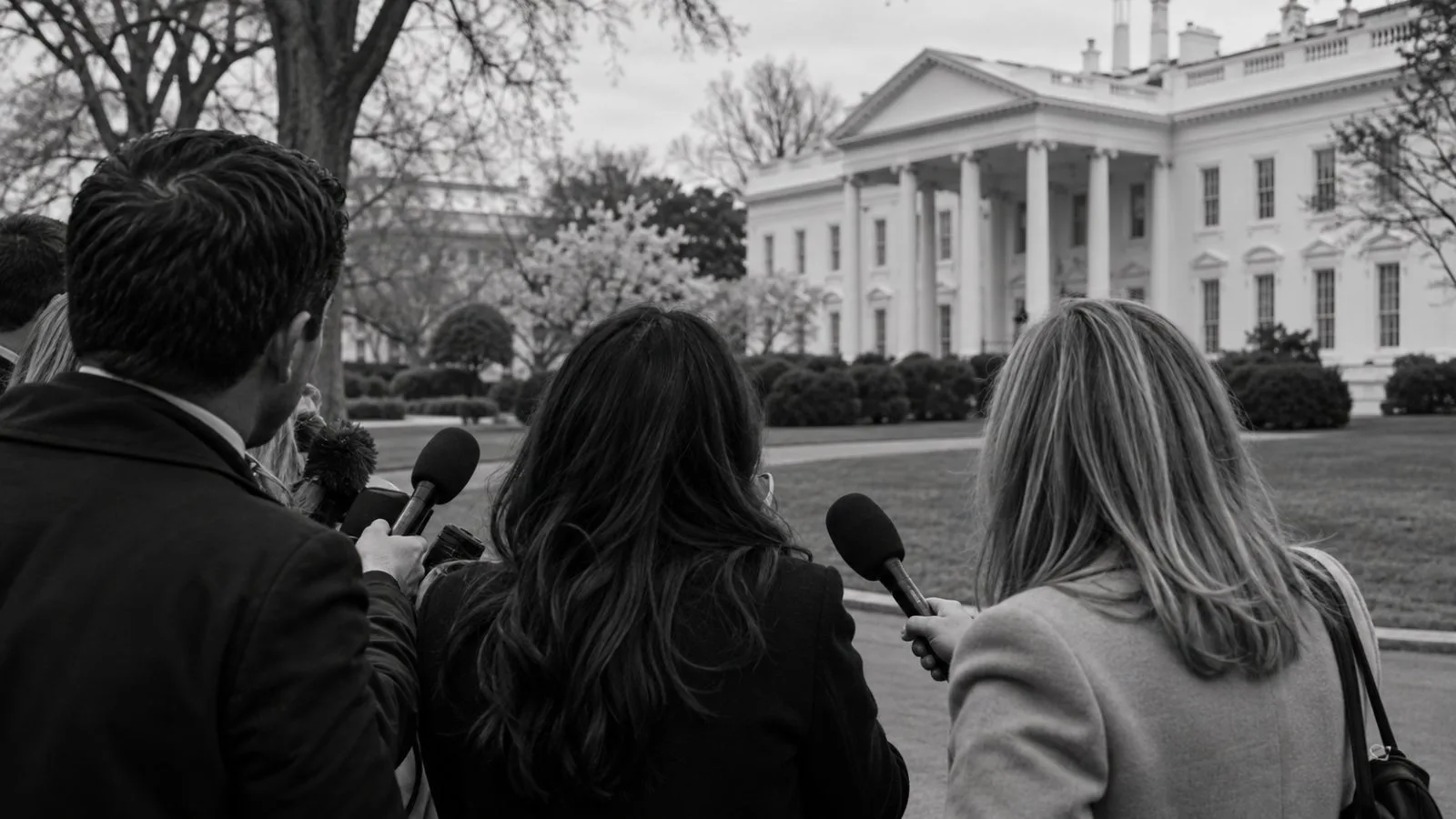 Reporters gather at the White House press area in Washington, D.C., during an exchange. (AI-generated image / EconoTimes)