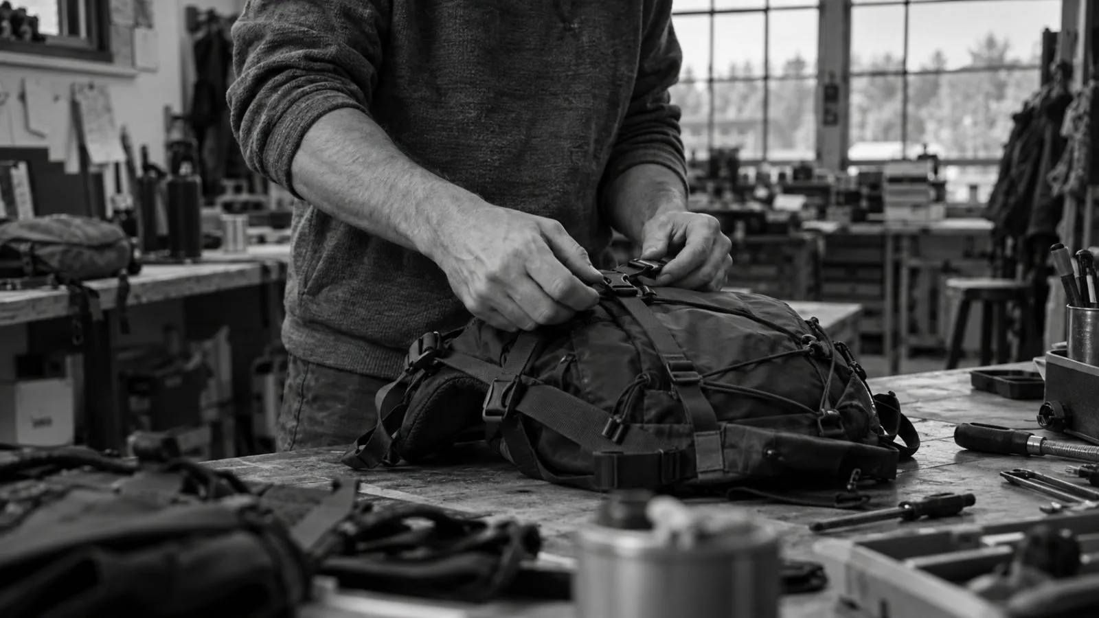 Outdoor equipment is examined inside American Outdoor Brands' product development facility in Columbia, Missouri. (AI-generated image / EconoTimes)