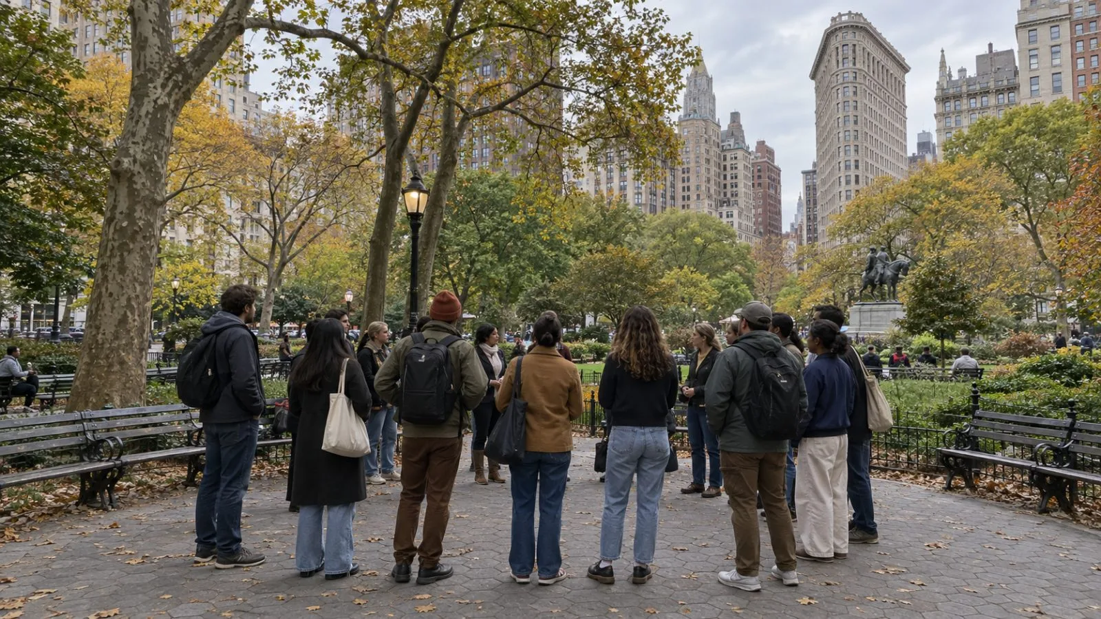 Visitors gather for an outdoor discussion in Madison Square Park in New York City. (AI-generated image / EconoTimes)