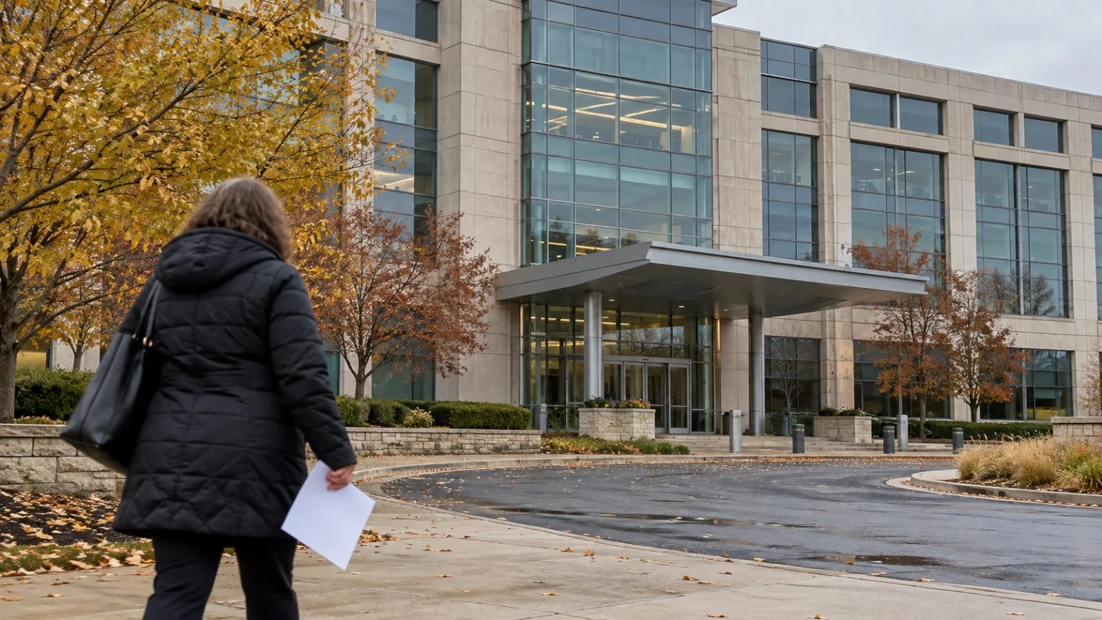 A passerby walks outside First Trust Advisors’ headquarters in Wheaton, Illinois. (AI-generated image / EconoTimes)