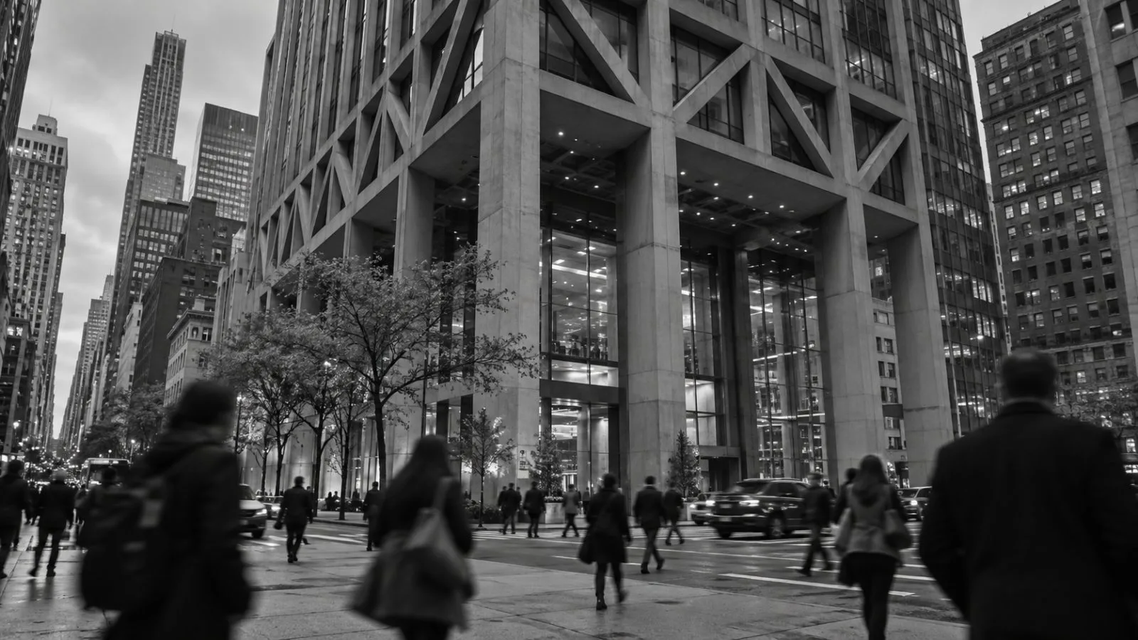 Pedestrians pass the office tower at 1585 Broadway in New York City. (AI-generated image / EconoTimes)