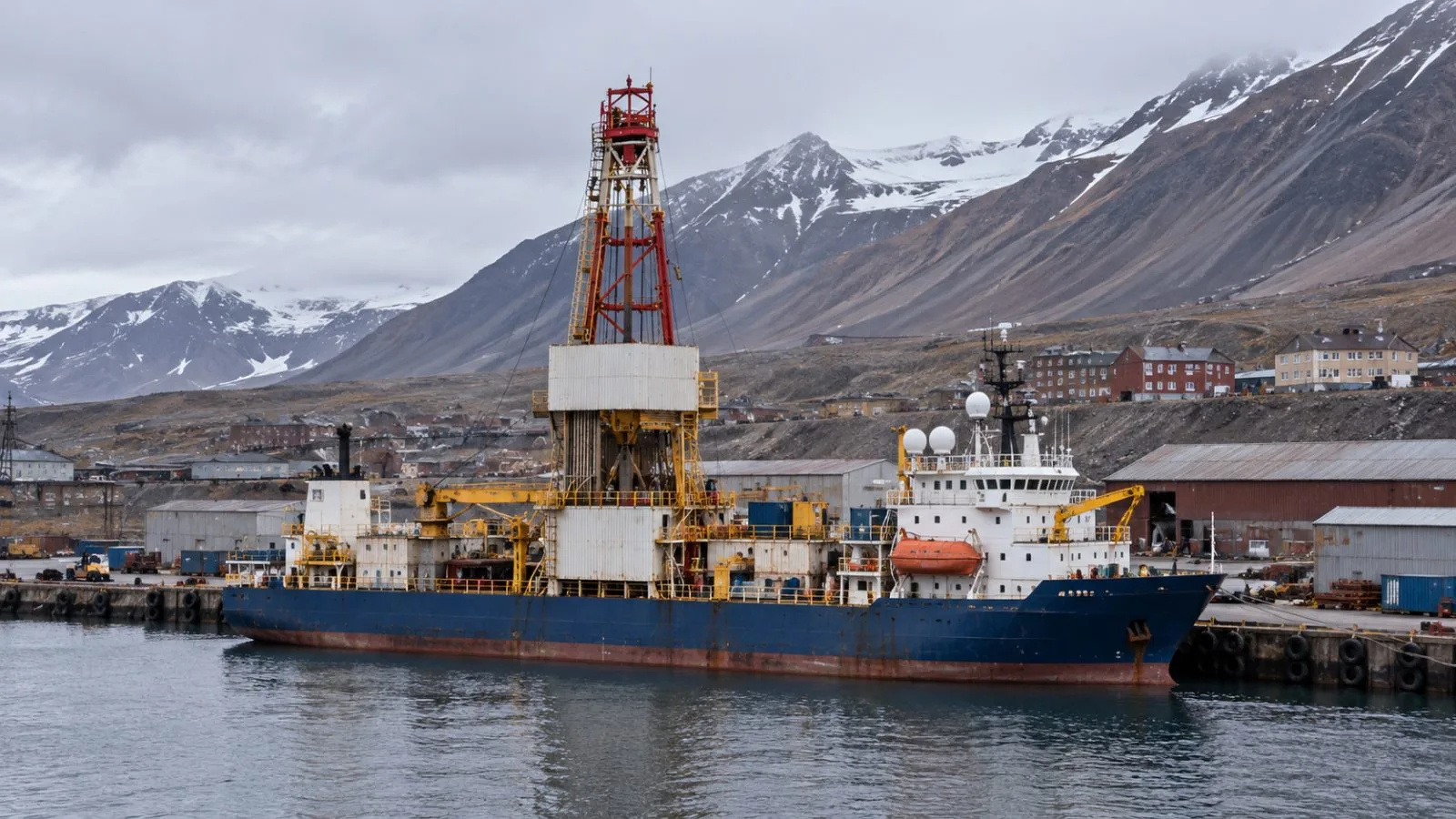 An expedition vessel remains moored at Barentsburg harbor on Svalbard. / EconoTimes.ai