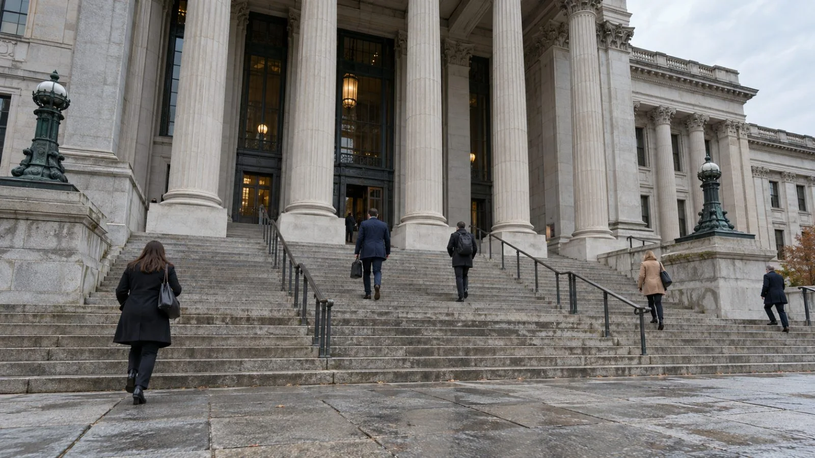 The federal courthouse stands in Philadelphia, Pennsylvania, beneath a gray morning sky. (AI-generated image / EconoTimes)
